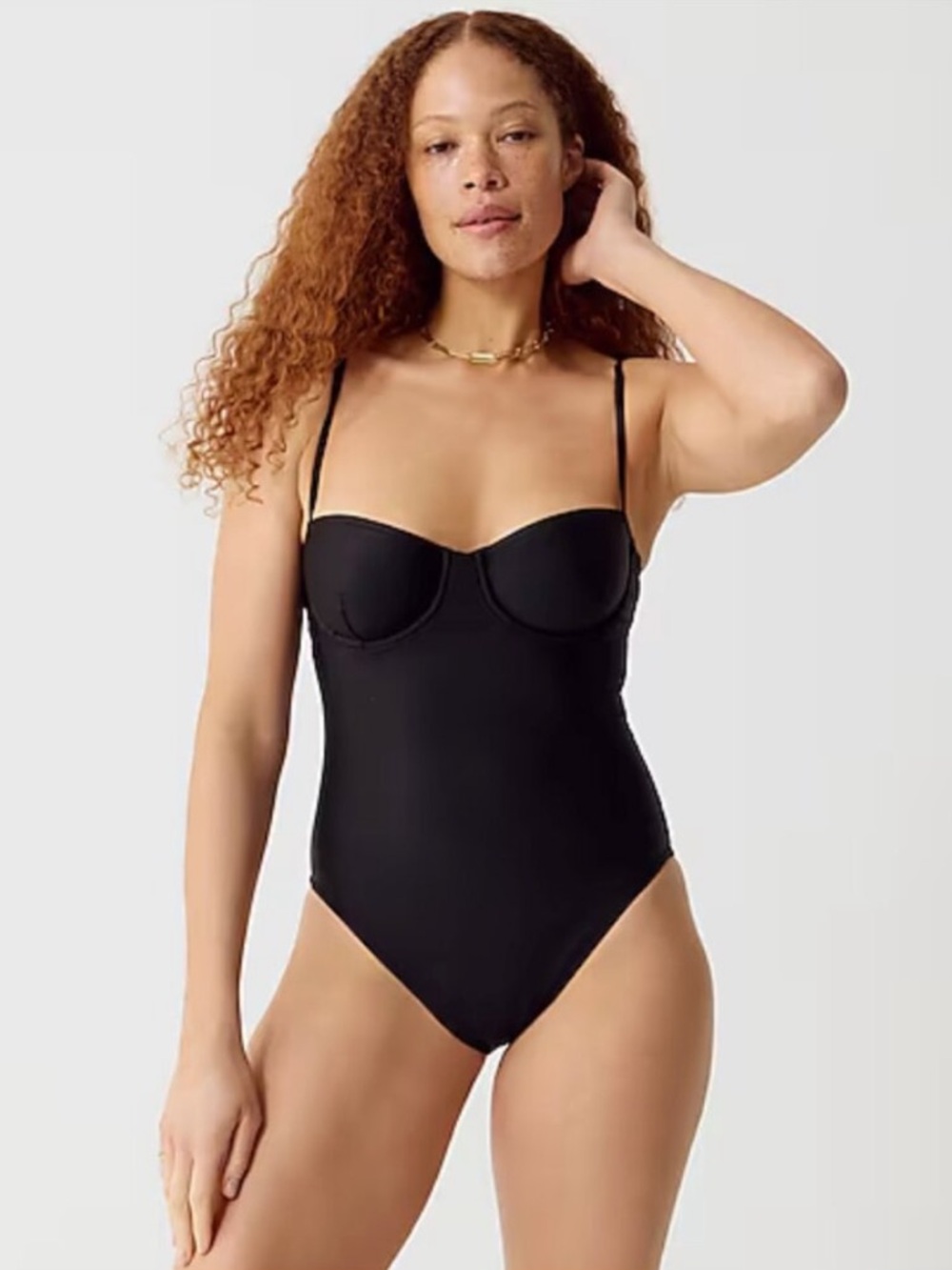 NWT JCrew Heritage Balconette One-Piece Swimsuit in Black Size 6 $128 BX217